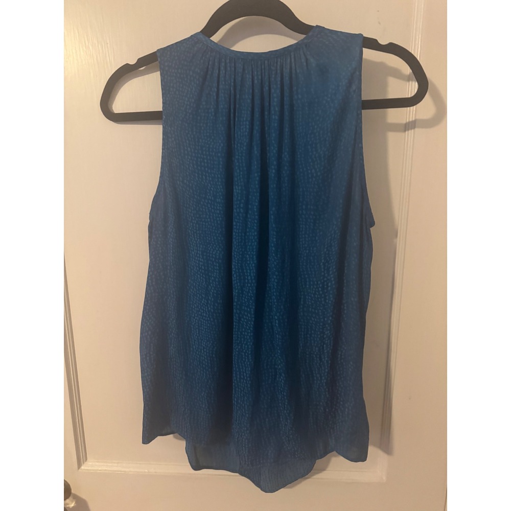 Jennifer Lopez Teal Blue Grommet Accent Sleeveless Blouse Jacquard Top Mens M - Picture 3 of 3